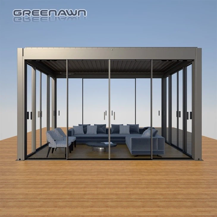 Black Aluminum Waterproof Pergola Roof